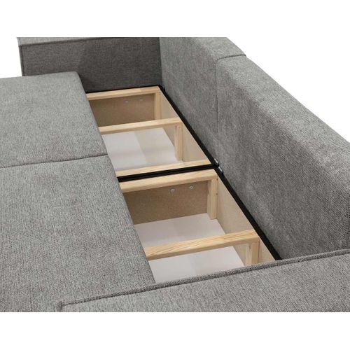 Canapé Droit Convertible 3 Places Cezanne En Tissu Texturé Gris