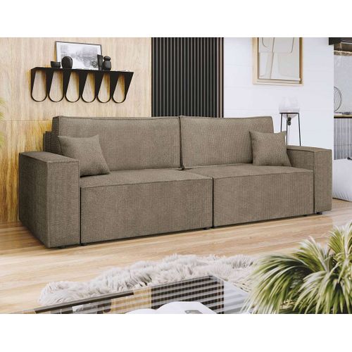 Canapé Droit Convertible 3 Places Cezanne En Tissu Texturé Marron