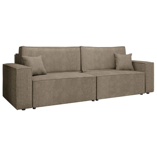 Canapé Droit Convertible 3 Places Cezanne En Tissu Texturé Marron