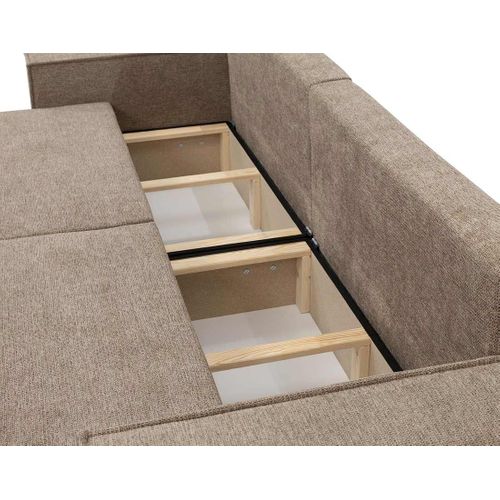 Canapé Droit Convertible 3 Places Cezanne En Tissu Texturé Marron