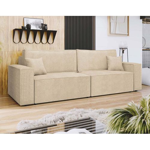 Canapé Droit Convertible 3 Places Cezanne En Tissu Texturé Beige