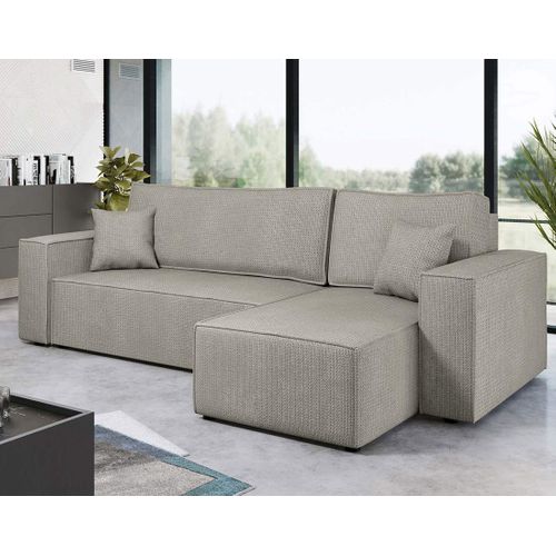 Cezanne - Canapé D'angle Réversible 4 Places Convertible Avec Coffre En Tissu Texturé