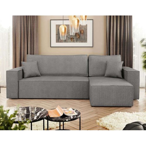 Cezanne - Canapé D'angle Réversible 4 Places Convertible Avec Coffre En Tissu Texturé