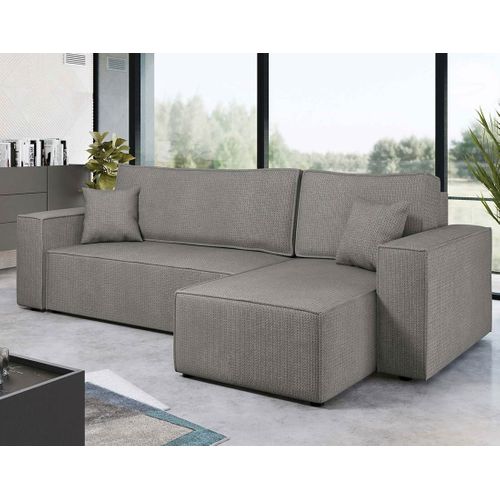 Cezanne - Canapé D'angle Réversible 4 Places Convertible Avec Coffre En Tissu Texturé