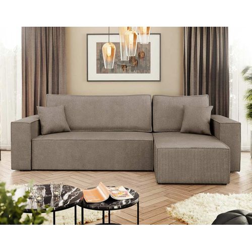 Cezanne - Canapé D'angle Réversible 4 Places Convertible Avec Coffre En Tissu Texturé