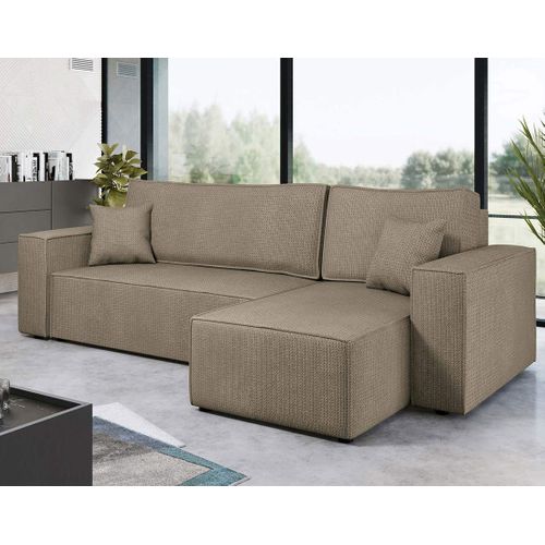 Cezanne - Canapé D'angle Réversible 4 Places Convertible Avec Coffre En Tissu Texturé