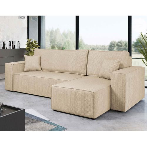 Cezanne - Canapé D'angle Réversible 4 Places Convertible Avec Coffre En Tissu Texturé