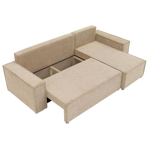 Cezanne - Canapé D'angle Réversible 4 Places Convertible Avec Coffre En Tissu Texturé