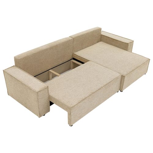 Cezanne - Canapé D'angle Réversible 5 Places Convertible Avec Coffre En Tissu Texturé