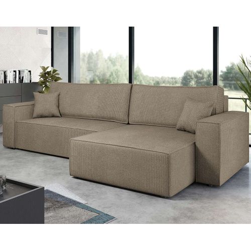 Cezanne - Canapé D'angle Réversible 5 Places Convertible Avec Coffre En Tissu Texturé