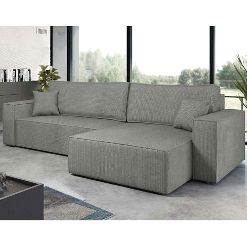 Cezanne - Canapé D'angle Réversible 5 Places Convertible Avec Coffre En Tissu Texturé