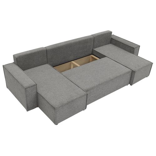Canapé Panoramique Convertible 7 Places Cezanne En Tissu Texturé Gris