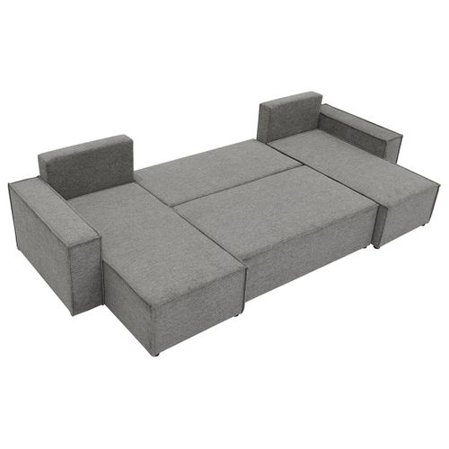Canapé Panoramique Convertible 7 Places Cezanne En Tissu Texturé Gris