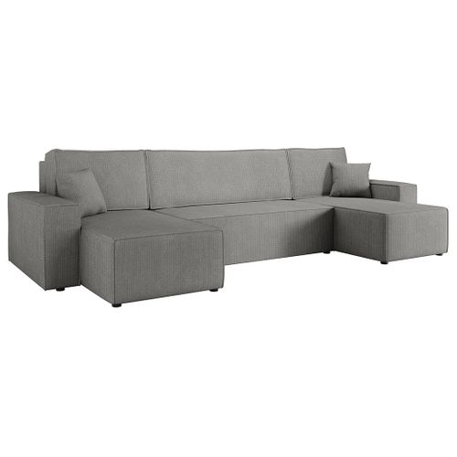 Canapé Panoramique Convertible 7 Places Cezanne En Tissu Texturé Gris