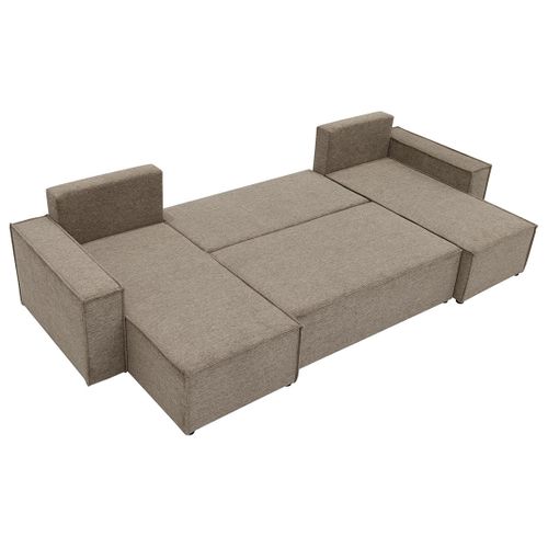 Canapé Panoramique Convertible 7 Places Cezanne En Tissu Texturé Marron