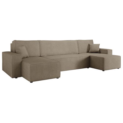 Canapé Panoramique Convertible 7 Places Cezanne En Tissu Texturé Marron