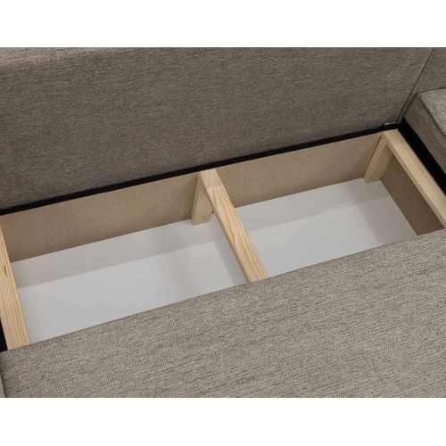 Canapé Panoramique Convertible 7 Places Cezanne En Tissu Texturé Marron