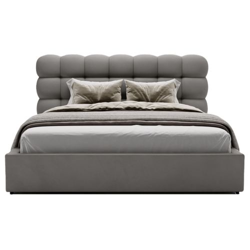 Lotus - Lit Coffre - 160x200 Cm - Sommier Inclus - En Velours Gris