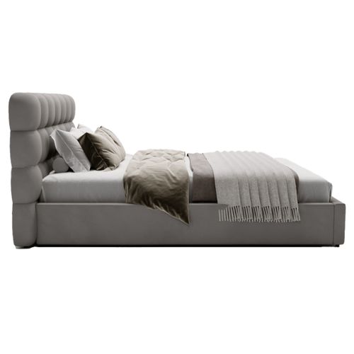 Lotus - Lit Coffre - 180x200 Cm - Sommier Inclus - En Velours Gris