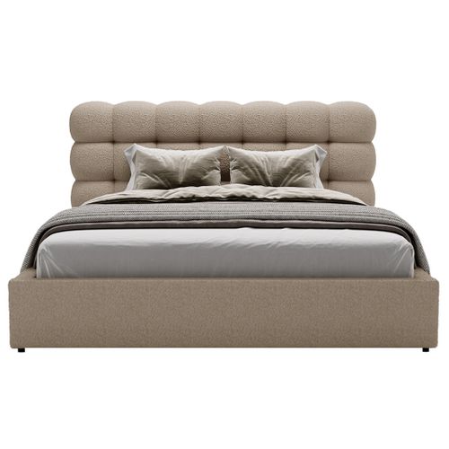 Lotus - Lit Coffre - 140x200 Cm - Sommier Inclus - En Tissu Bouclette