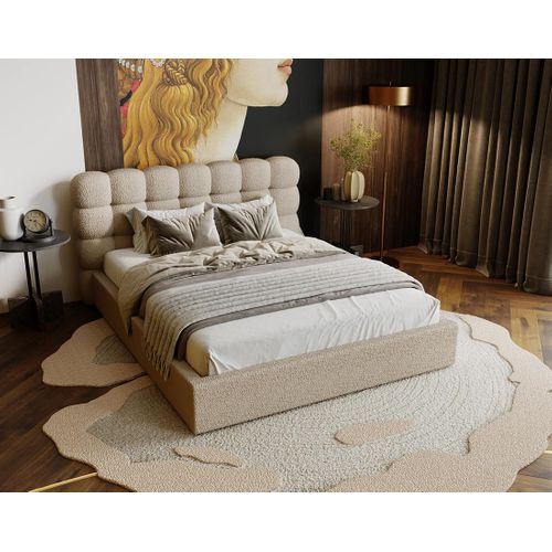 Lotus - Lit Coffre - 180x200 Cm - Sommier Inclus - En Tissu Bouclette