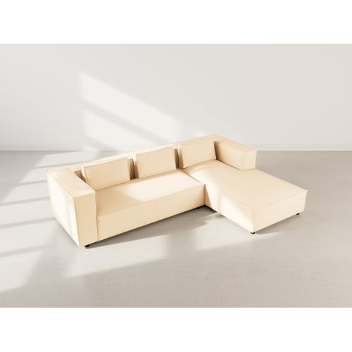 Stella - Canapé D'angle Droit 4 Places En Simili Beige