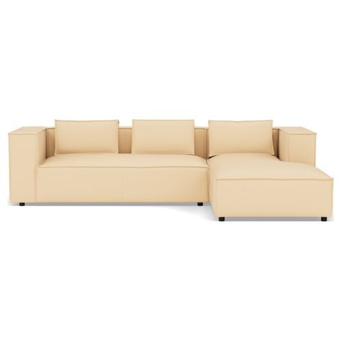 Stella - Canapé D'angle Droit 4 Places En Simili Beige