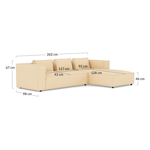 Stella - Canapé D'angle Droit 4 Places En Simili Beige