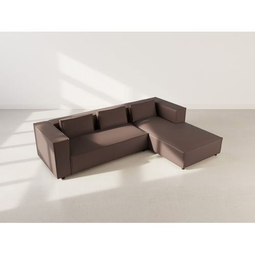 Stella - Canapé D'angle Droit 4 Places En Simili Marron