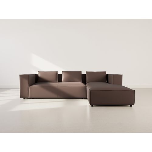 Stella - Canapé D'angle Droit 4 Places En Simili Marron