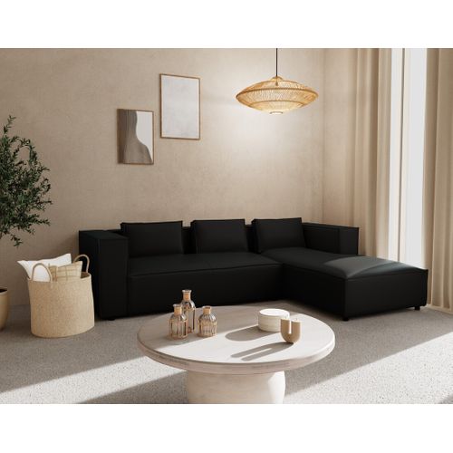 Stella - Canapé D'angle Droit 4 Places En Simili Noir
