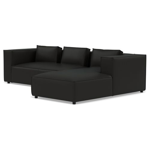 Stella - Canapé D'angle Droit 4 Places En Simili Noir