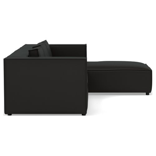 Stella - Canapé D'angle Droit 4 Places En Simili Noir