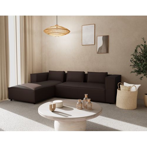 Stella - Canapé D'angle Gauche 4 Places En Simili Marron