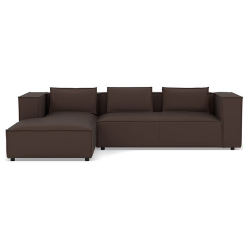 Stella - Canapé D'angle Gauche 4 Places En Simili Marron