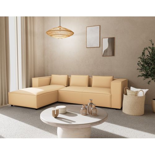 Stella - Canapé D'angle Gauche 4 Places En Simili Beige