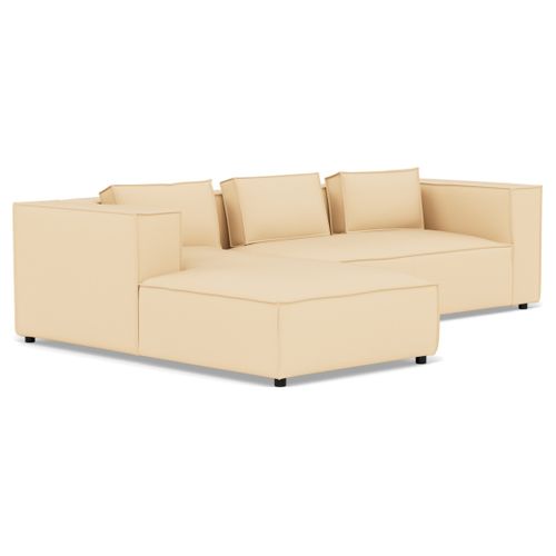 Stella - Canapé D'angle Gauche 4 Places En Simili Beige