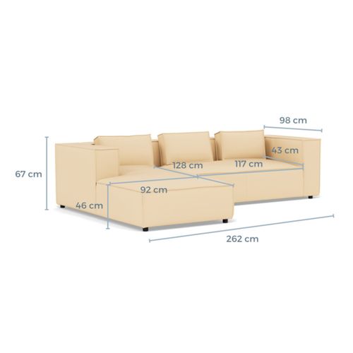 Stella - Canapé D'angle Gauche 4 Places En Simili Beige