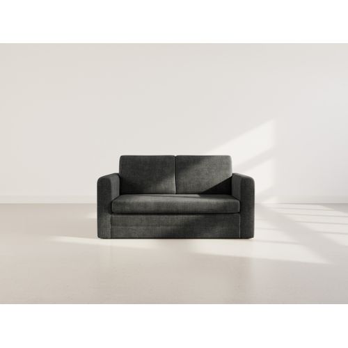 Canapé Droit Convertible 2 Places Marilia En Velours Texturé Gris Foncé