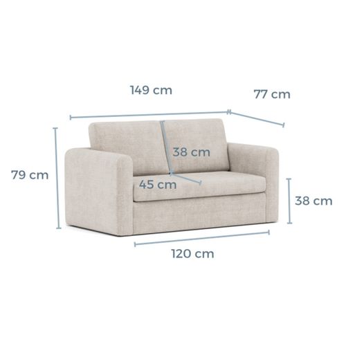 Canapé Droit Convertible 2 Places Marilia En Velours Texturé Vert Olive