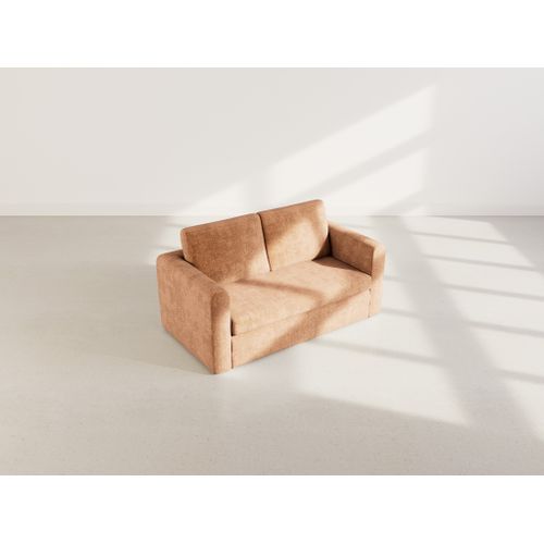 Canapé Droit Convertible 2 Places Marilia En Velours Texturé Terracotta