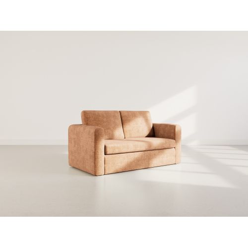 Canapé Droit Convertible 2 Places Marilia En Velours Texturé Terracotta