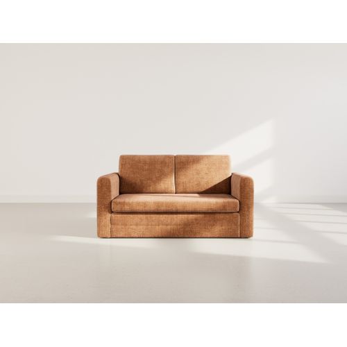 Canapé Droit Convertible 2 Places Marilia En Velours Texturé Terracotta