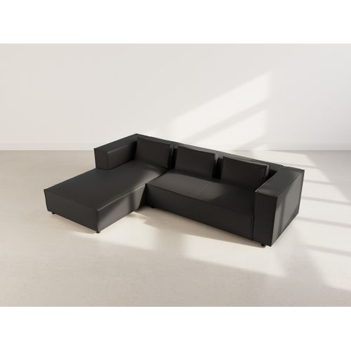 Stella - Canapé D'angle Gauche 4 Places En Simili Noir