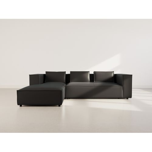 Stella - Canapé D'angle Gauche 4 Places En Simili Noir