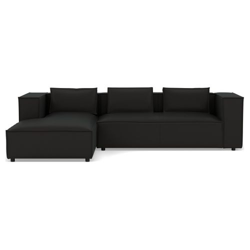 Stella - Canapé D'angle Gauche 4 Places En Simili Noir