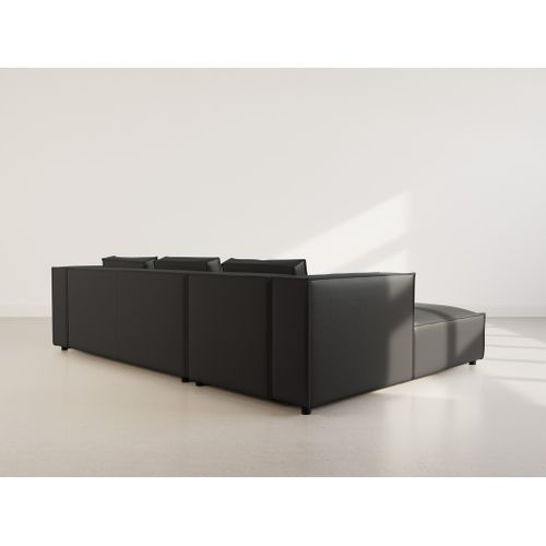 Stella - Canapé D'angle Gauche 4 Places En Simili Noir