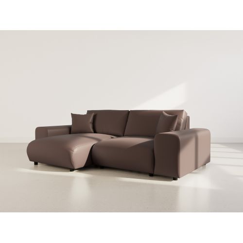 Garance - Canapé D'angle Réversible 4 Places En Simili Marron