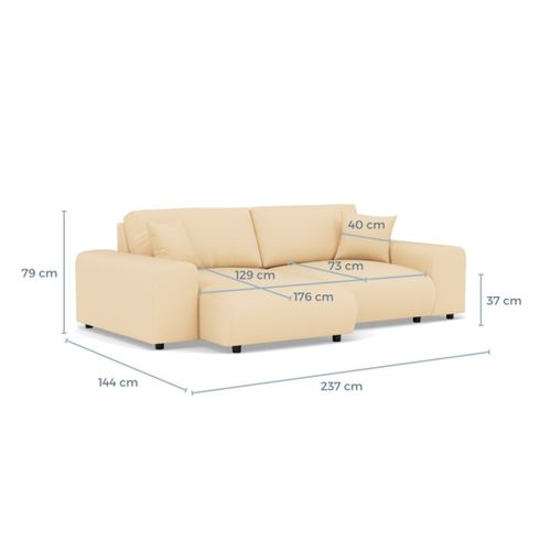 Garance - Canapé D'angle Réversible 4 Places En Simili Marron