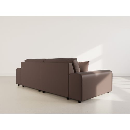 Garance - Canapé D'angle Réversible 4 Places En Simili Marron